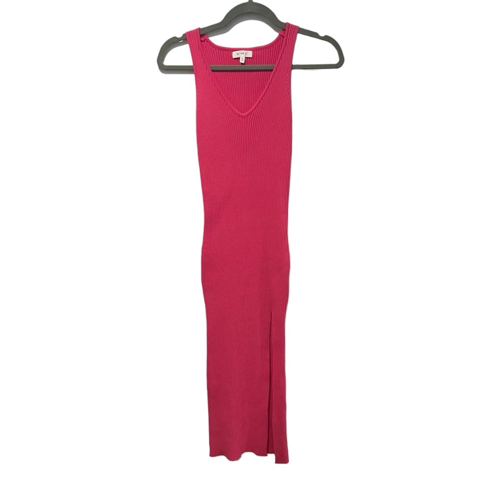 NWOT Better Be sleeveless pink ribbed midi sleeveless dress